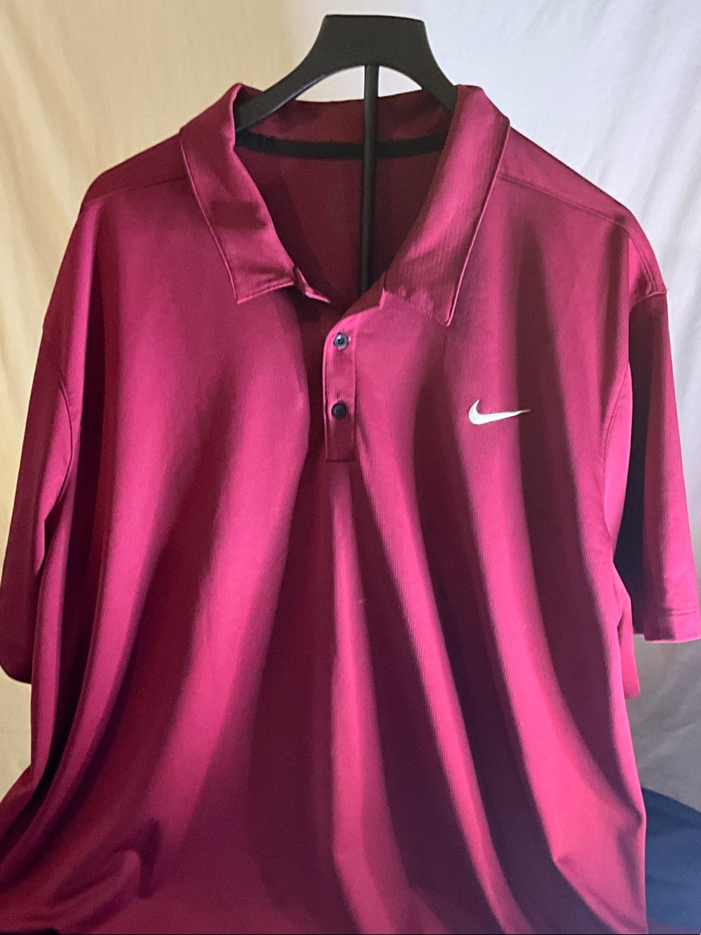 Nike Men’s Polo Shirt in Magenta with White Swoosh